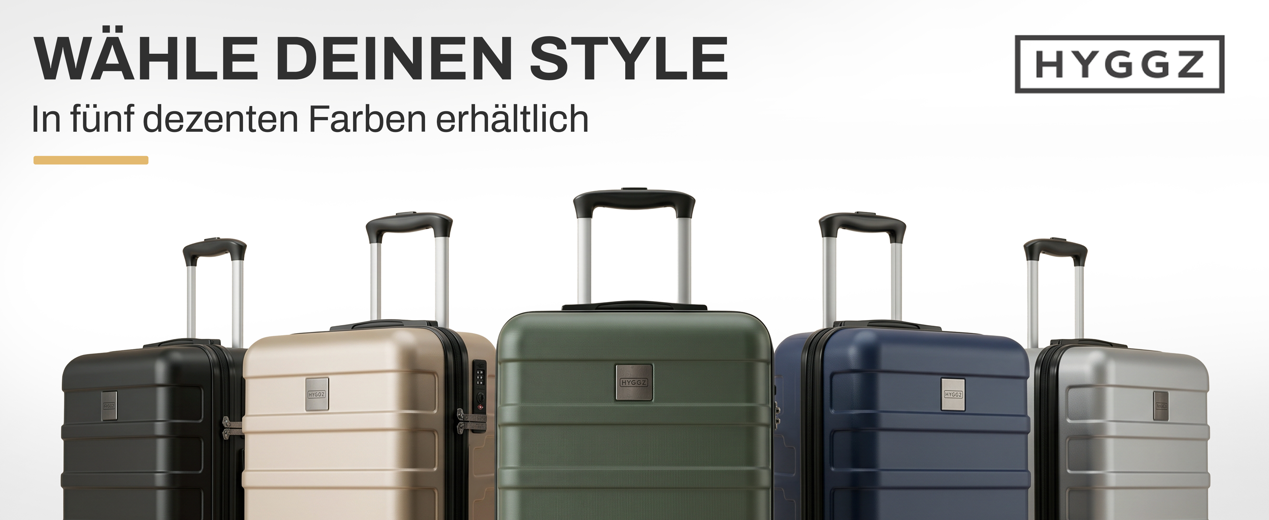 HYGGZ Handgepäck-Koffer in Weiß – Frontansicht